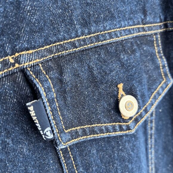 VTG Phat Farm XXL Denim Jacket Embroidered Blue Jean Streetwear Hip Hop - Picture 8 of 8
